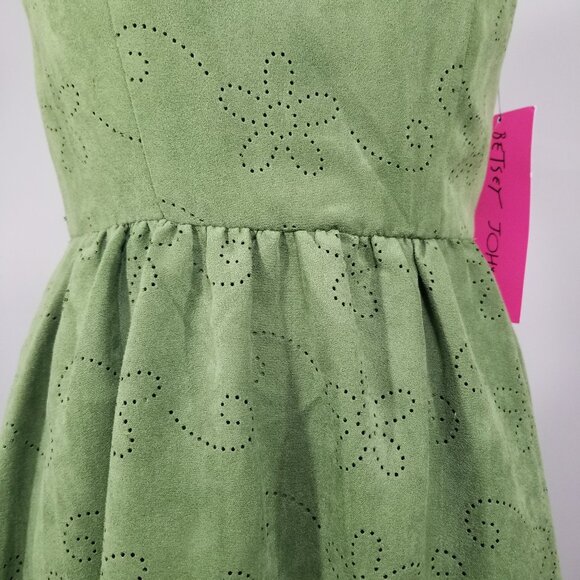New Betsey Johnson Faux Suede Dress 2 Lazer Cut Skater Fit & Flare Coquette - Picture 10 of 15